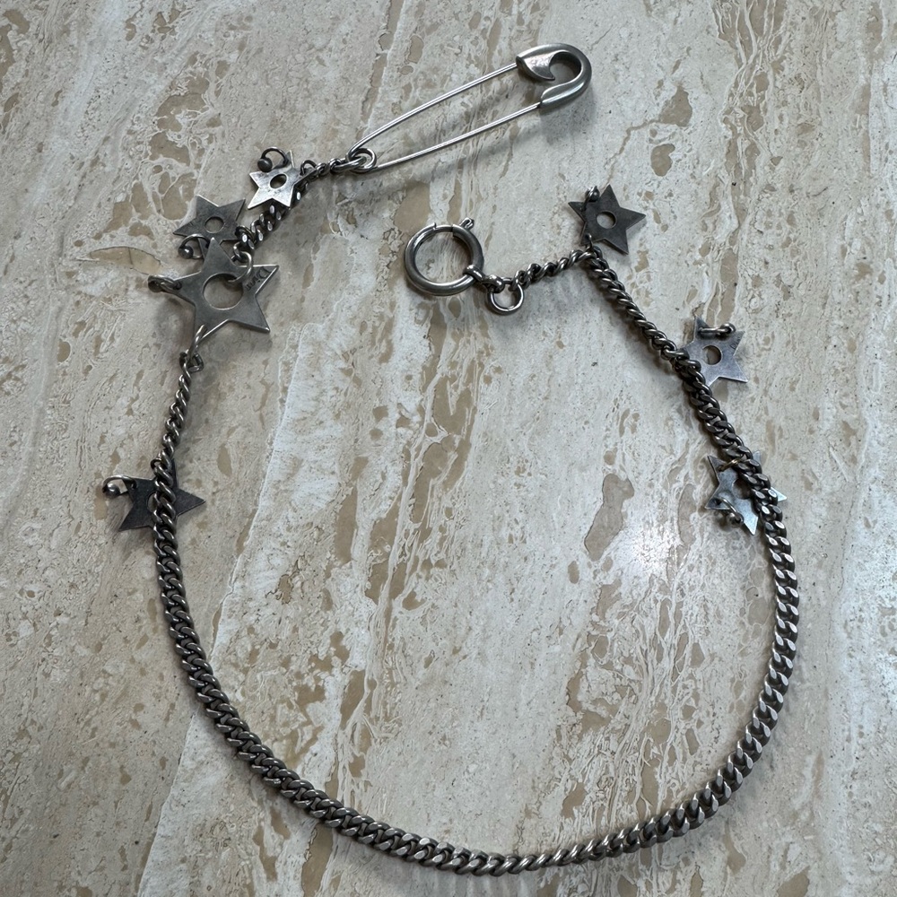 Dior Galliano Star and Safety Pin Silver Tone Chain Necklace - Picture 5 of 5